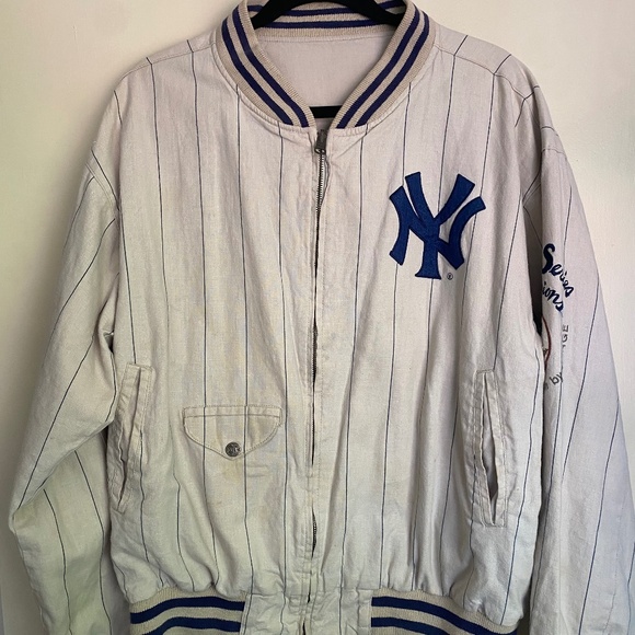 希少MIRAGE NEW YORKヤンキース ジャケット　リバーシブル Vintage Mirage Yankees Reversible Zip-Up Jacket M Vintage Unisex